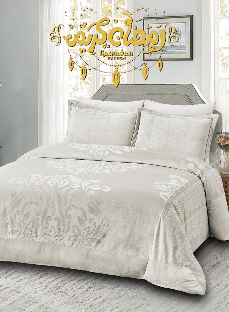 Master Home Textile Velvet Comforter Sets, 7 Pcs King Size, Fits 200 x 200 cm Double Size Bed, With Removable Filling, Soft, Warm - Image 1